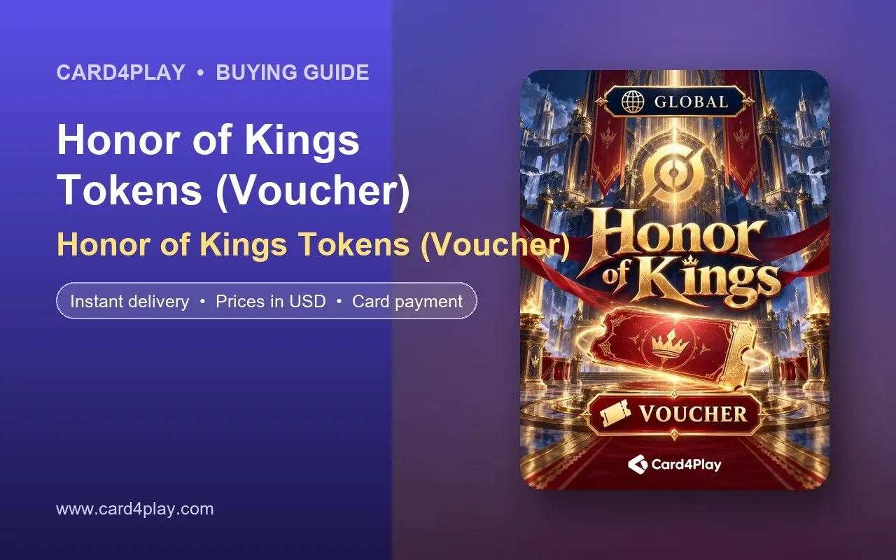 شحن توكنز Honor of Kings: اشترِ القسيمة بالدولار واستبدلها بمعرّف اللاعب